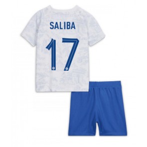 Frankrike William Saliba #17 kläder Barn VM 2022 Bortatröja Kortärmad (+ korta byxor)
